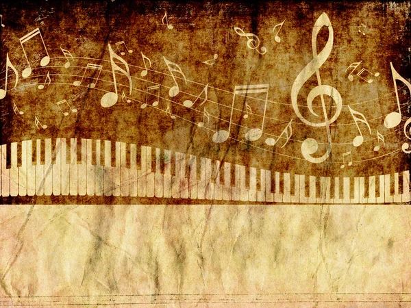Πιάνο πληκτρολόγιο με Grunge σημειώσεις μουσική — Φωτογραφία Αρχείου