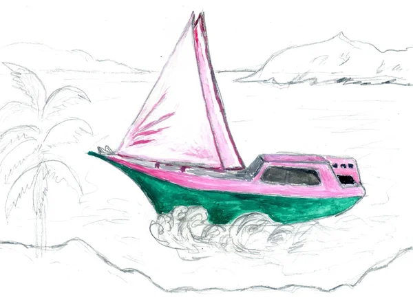 Nowoczesny jacht szkicu — Zdjęcie stockowe