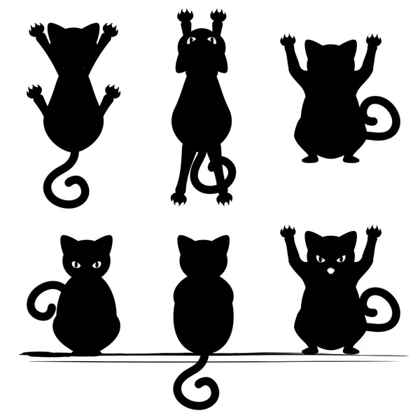 Silueta de gato negro — Vector de stock