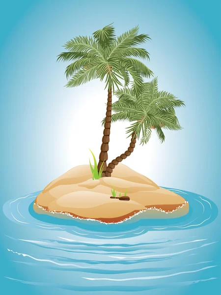 Palm Tree on Island — Stock Vector