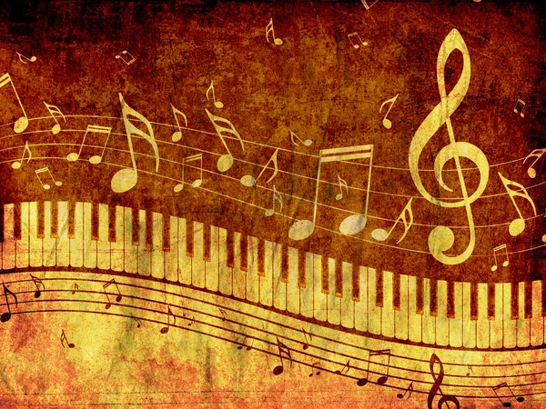 Zongora a zene jegyzetek Grunge — Stock Fotó