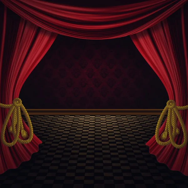 Red Curtains Stage — Stock Photo, Image