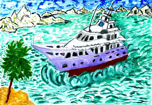 Nowoczesny jacht szkicu — Zdjęcie stockowe
