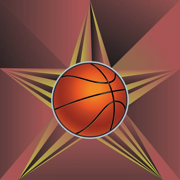 Balón de Baloncesto en los Rayos Fondo — Vector de stock