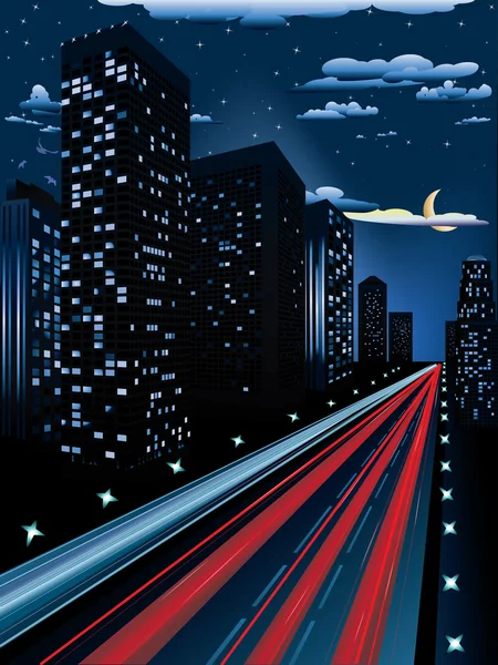 Gece şehir yolu — Stok Vektör