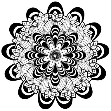 Çiçek süsleme siyah ve beyaz