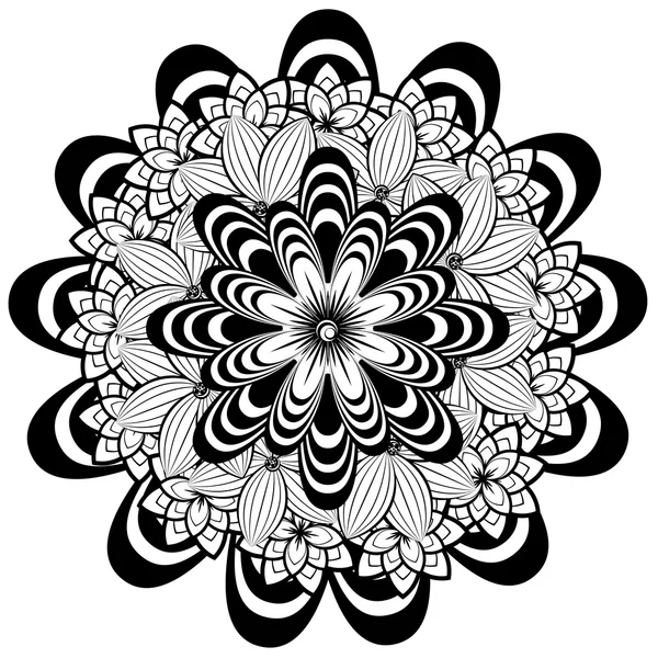 Flower Ornament Black and White — Stock Vector