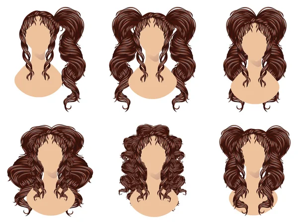 Brunette Curly Hairstyles — Stock Vector