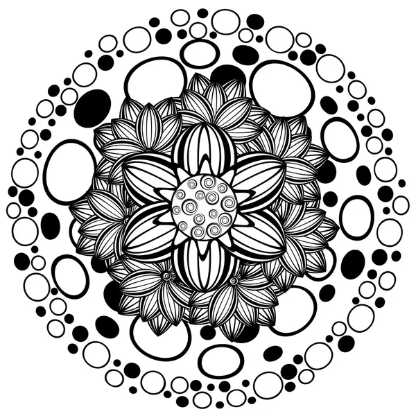 Ornement de fleurs Noir et blanc — Image vectorielle