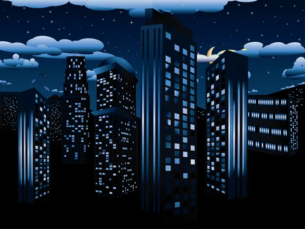 Night Cityscape Background — Stock Vector