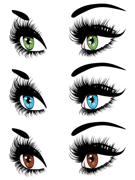 Fashion Eyes in Three Colors — Stock Vector