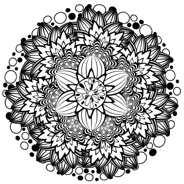 Flower Ornament Black and White — Stock Vector