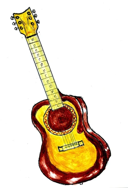 Acoustic Guitar Sketch — Stock Photo, Image