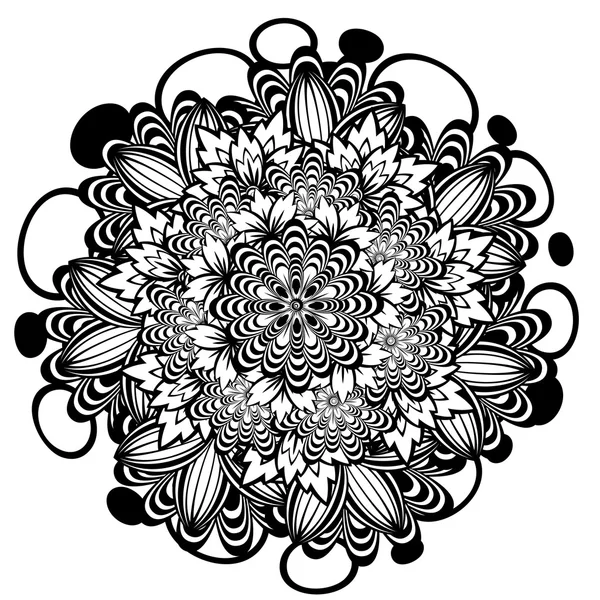 Flower Ornament Black and White — Stock Vector