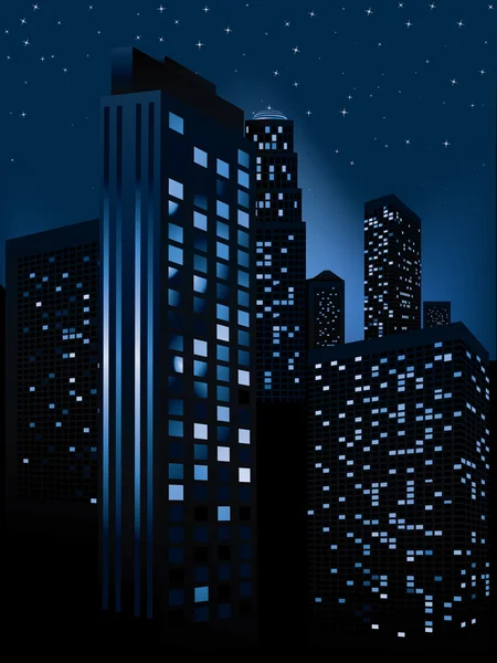 Noite Cityscape fundo — Vetor de Stock