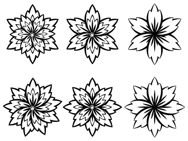 Flores simples en blanco y negro — Vector de stock