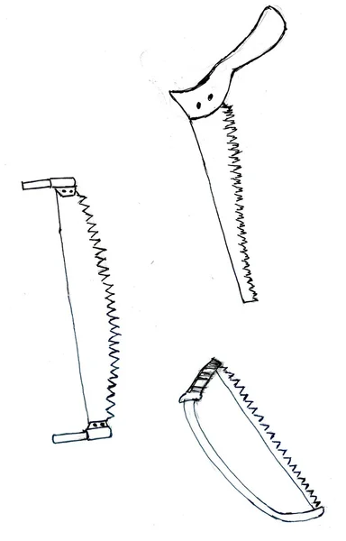 Bosquejo de sierras de mano — Foto de Stock