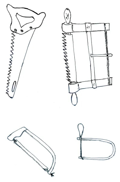 Esboço de serras manuais — Fotografia de Stock