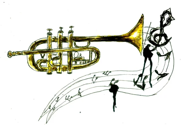 Trumpet Simple Sketch — Stock Photo, Image