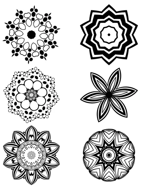 简单的黑色和白色的花朵 — 图库矢量图片