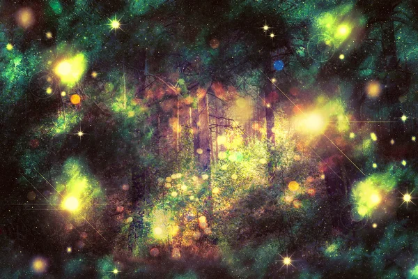 Fantasy Starry Forest — Stock Photo, Image