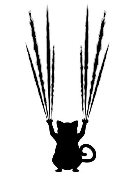 Silueta Gato Negro con Rasguños — Vector de stock
