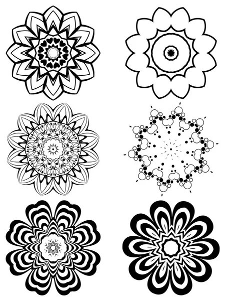 Flores simples en blanco y negro — Vector de stock