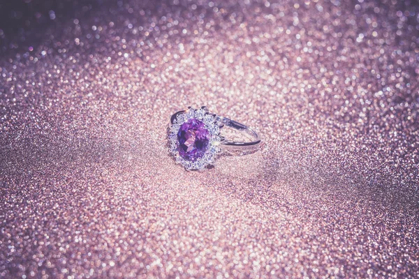 Silver Ring with Amethyst — Stock Photo, Image