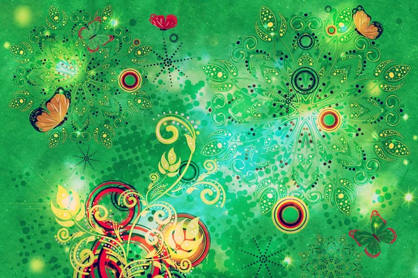 Цветочный грюнгель на зеленом фоне — стоковое фото