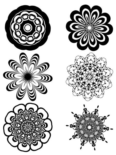 Simple Black and White Flowers — Stock Vector