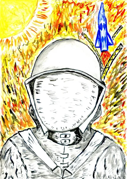 Cartoon Painted Astronaut — Stock Photo, Image