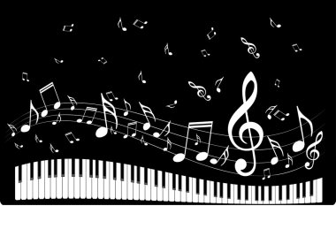 müzik notaları ile piyano klavye