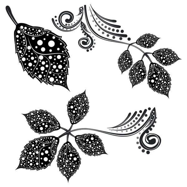 装飾的な葉のシルエット — ストックベクタ