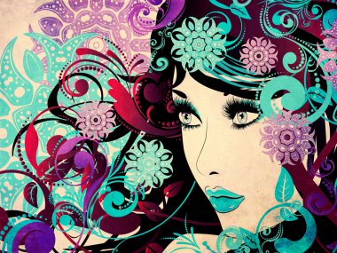 Çiçekli Grunge ile kış kız