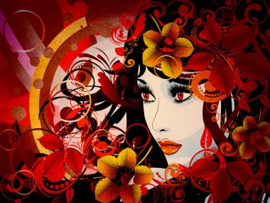 Çiçekli Grunge ile sonbahar kız