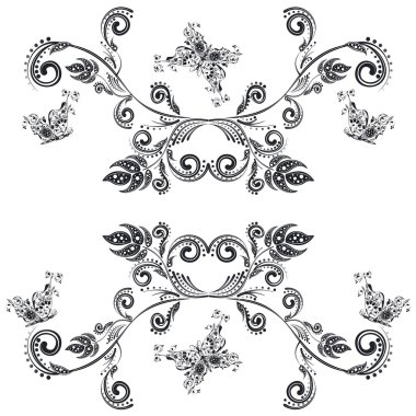 Vintage kelebekler çiçek