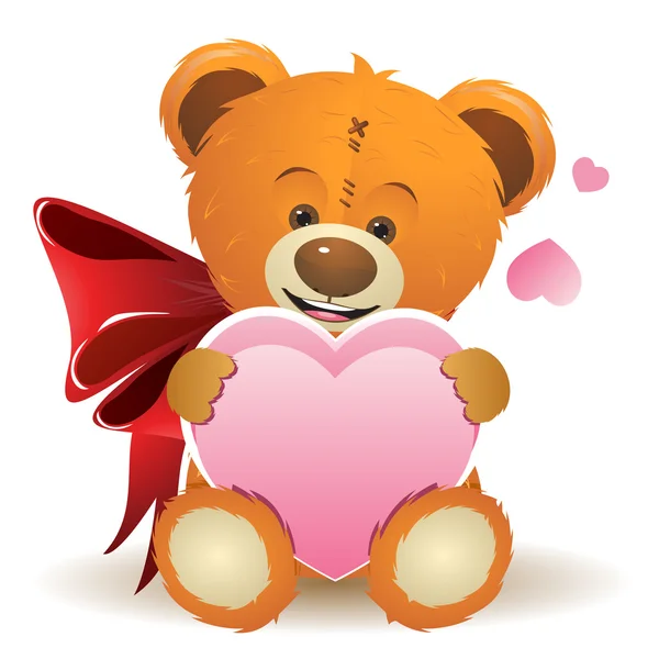 Ours en peluche avec coeur — Image vectorielle