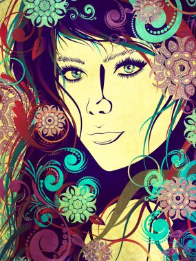 Çiçekli Grunge ile kış kız