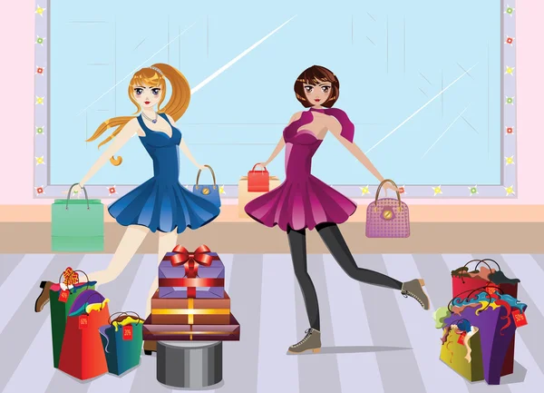 Dziewczyny moda na zakupy — Wektor stockowy