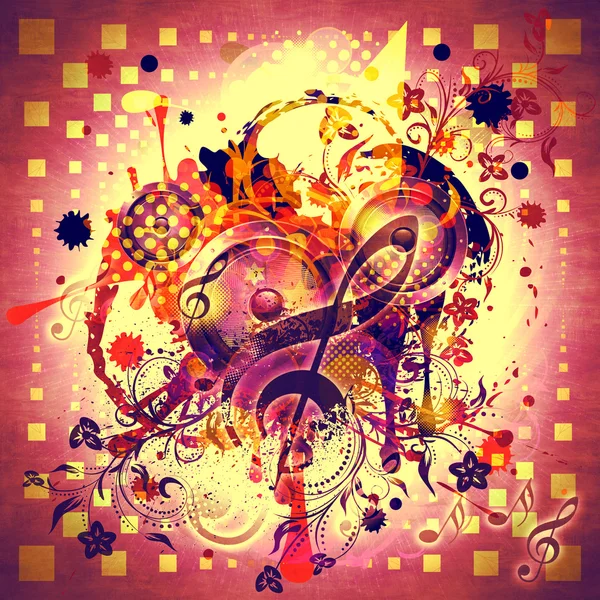 Grunge Soundspeaker with Floral — Stock Photo, Image