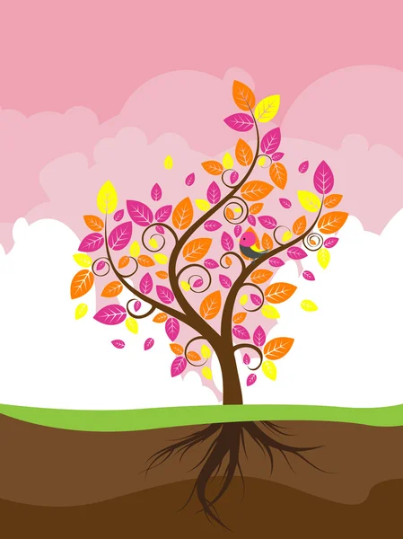 程式化秋天一棵树 — 图库矢量图片