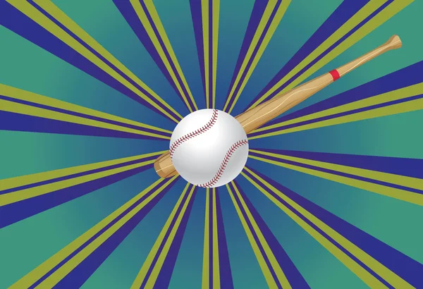 Honkbalknuppel en bal — Stockvector