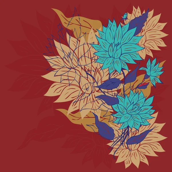 Colorido ornamento de flores — Vector de stock