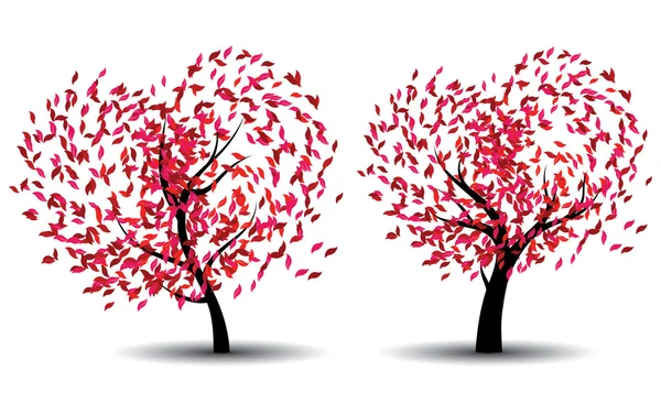 Árbol con hojas rojas abstractas — Vector de stock