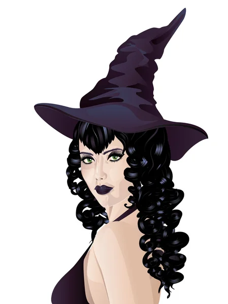 Witch with Black Hair — Stock Vector