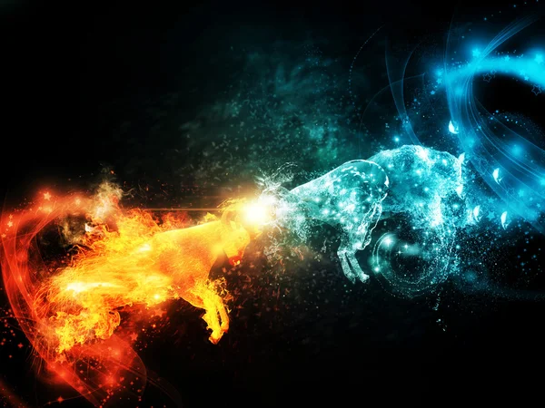 Fire and Water Goats Collide — Stock Photo, Image