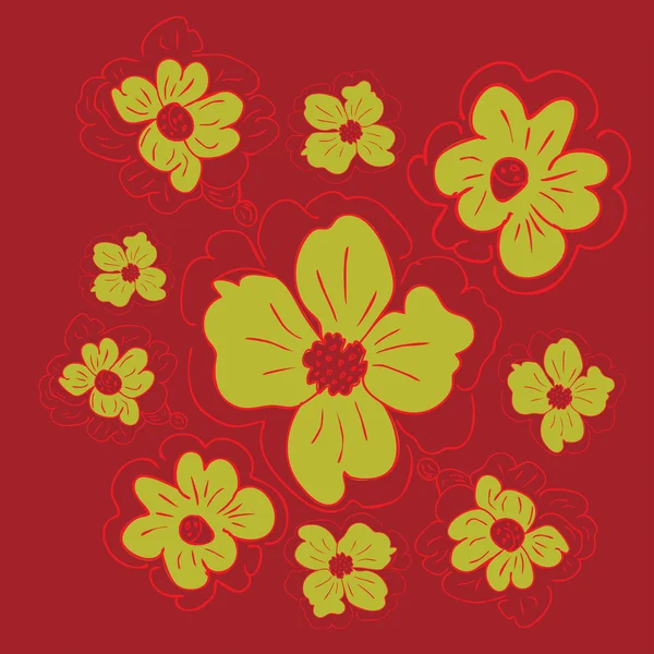 Doodle bloemen — Stockvector