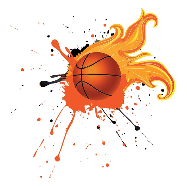 Fire Basketball Ball — Stock Vector