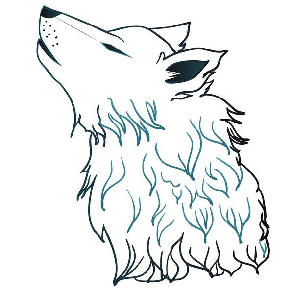 Huilende Wolf hoofd — Stockvector