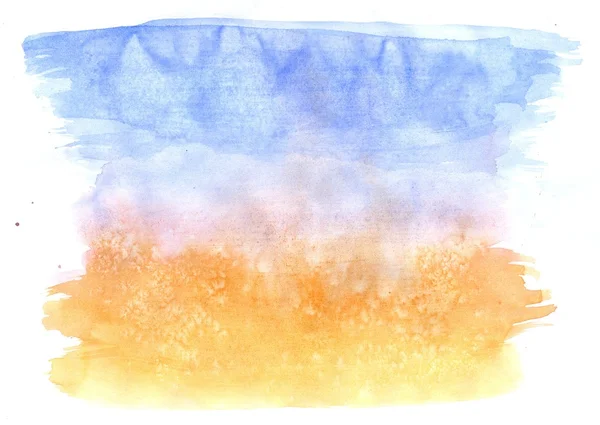 グランジの青とオレンジ色の水彩画 — ストック写真